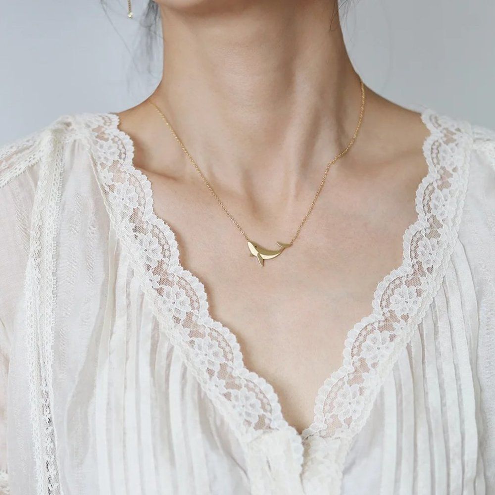 Whale Pendant Necklace in Gold - Picture 6 of 8